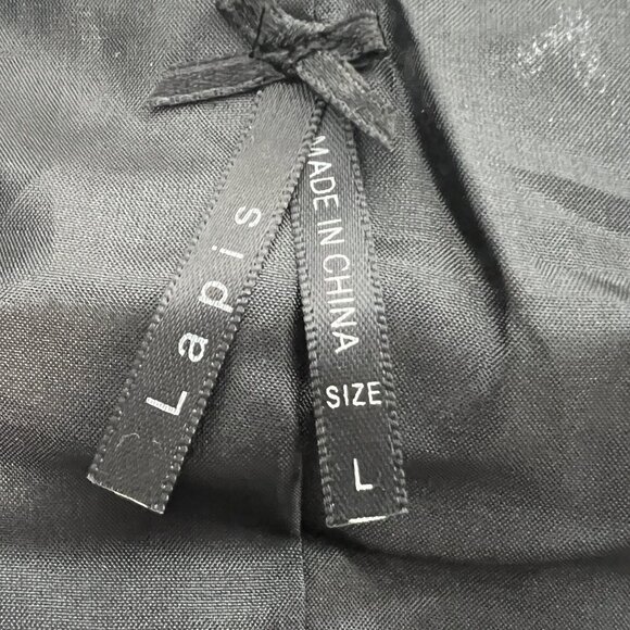 LAPIS ANTHROPOLOGIE Wool Blend Coat Womens L Black Houndstooth Large Lapel Y2K - Picture 2 of 14